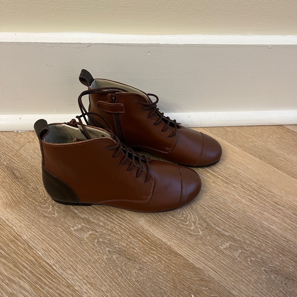 Kids Brown Lace-Up Dress Boots